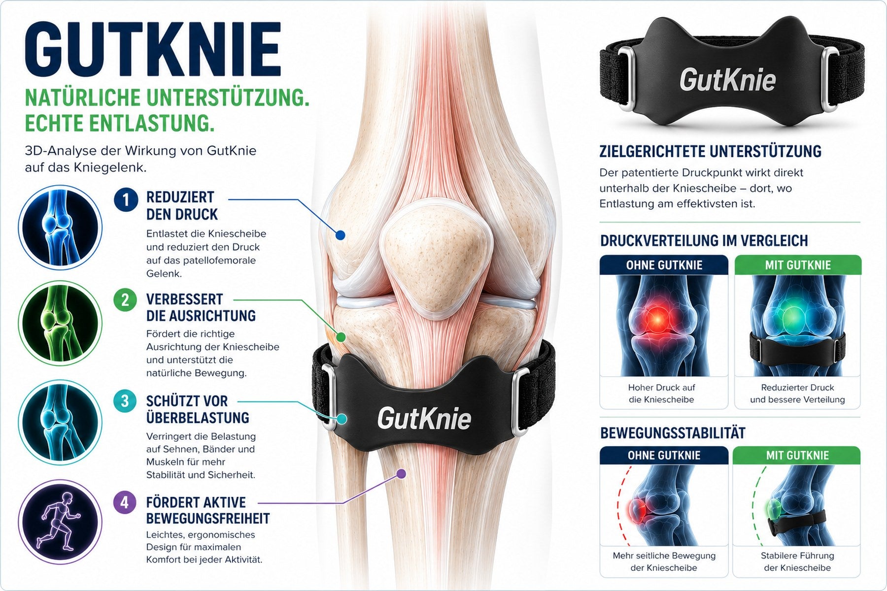 Ein Druckpunkt statt Druck ums ganze Knie